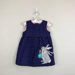 Load image into Gallery viewer, Mini Boden Blue Holiday Bunny Applique Jumper Dress 12-18 Months
