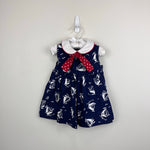 Load image into Gallery viewer, Vintage Alexis Navy Blue Sailboat Boat Dress 12 Months USA
