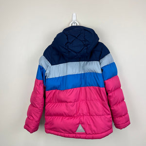 L.L. Bean Kids Down Jacket Colorblock Pink Berry Large 6/7