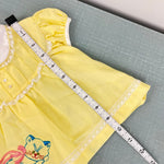 Load image into Gallery viewer, Vintage Cradle Togs Embroidered Cat Yellow Dress Diaper Set Lace Ruffle Small NWOT
