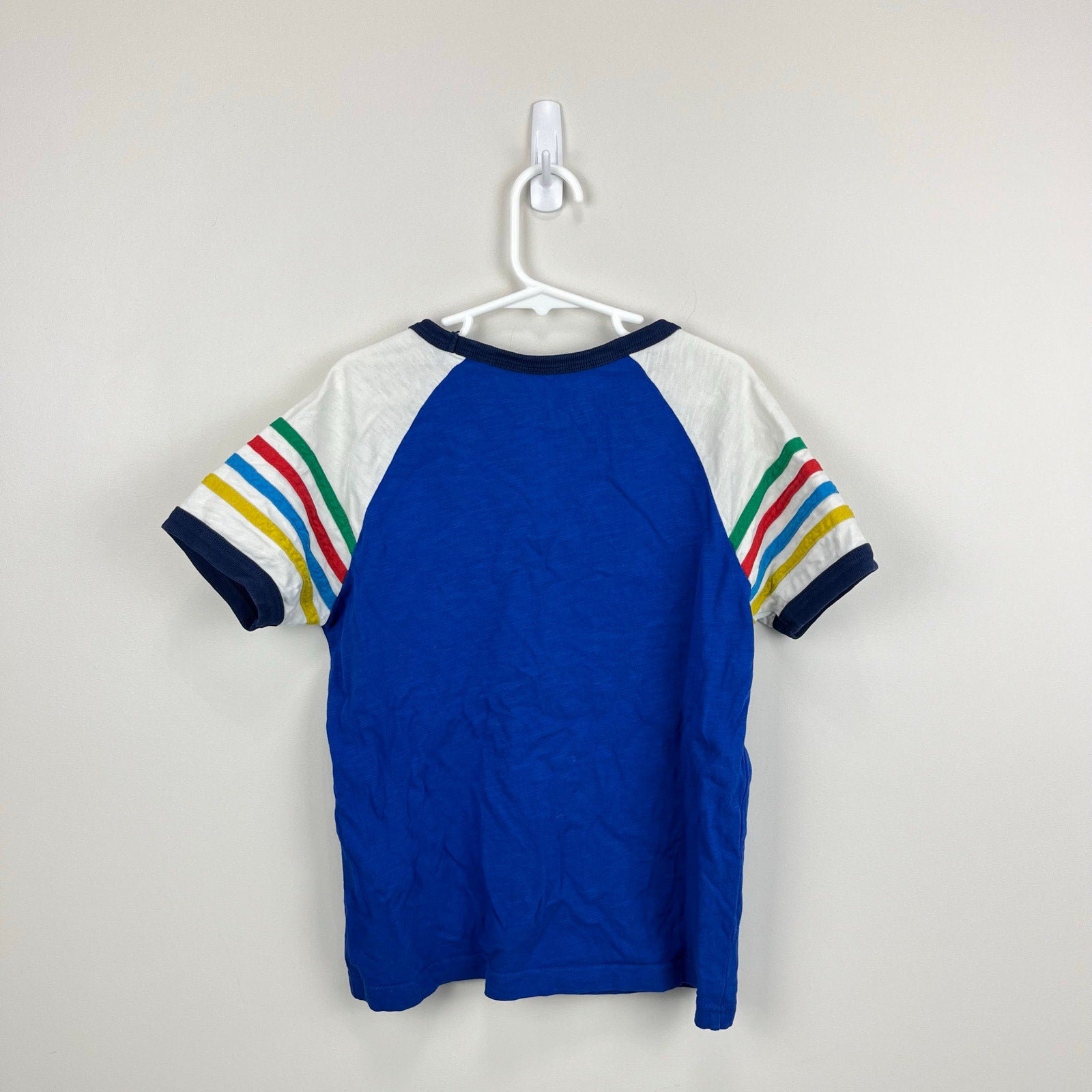 Mini Boden Colourblock Raglan T-Shirt Brilliant Blue Rainbow 8-9