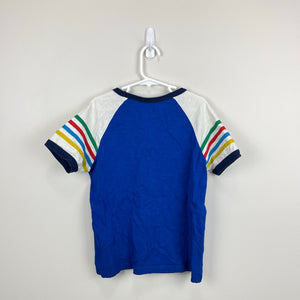 Mini Boden Colourblock Raglan T-Shirt Brilliant Blue Rainbow 8-9