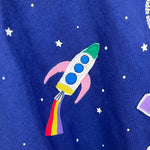 Load image into Gallery viewer, Mini Boden Space Big Applique Dress Starboard Blue 6-7
