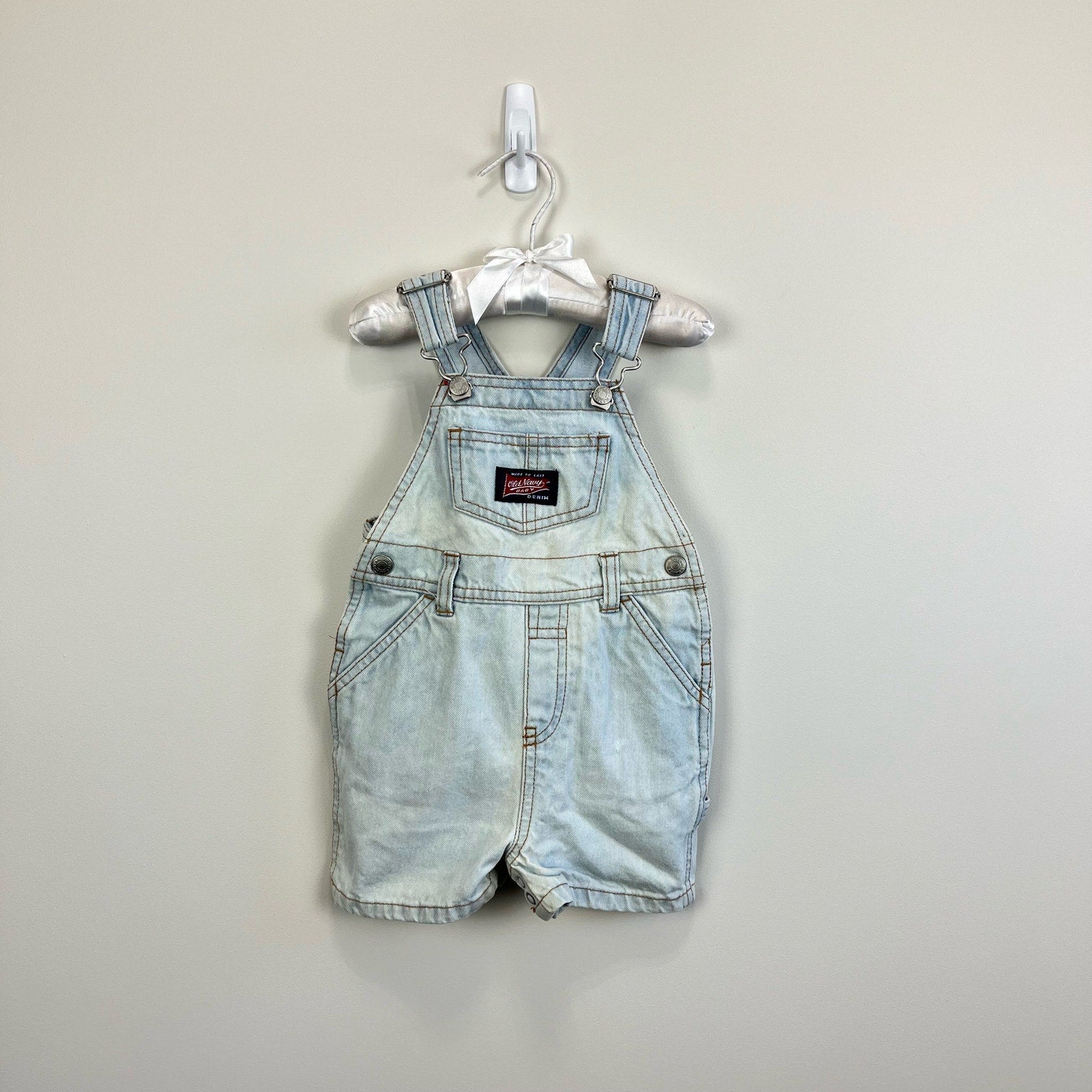 Vintage Old Navy Light Wash Blue Jean Overalls 6-12 Months