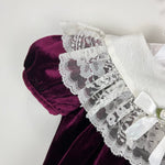 Load image into Gallery viewer, Vintage Rare Editions Velour Lace Ruffle Holiday Party Dress 24 Months
