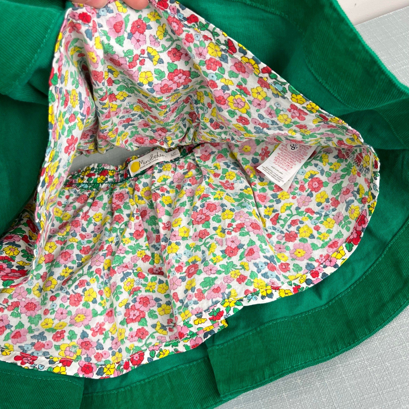 Mini Boden Woven Twirly Skirt Green Corduroy 2-3 NWOT