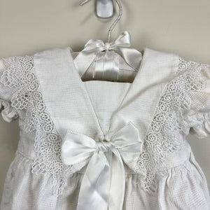 Vintage White Lace Bow Romper 12 Months