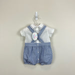 Load image into Gallery viewer, Dr. Kid Blue Striped Shortall Romper Set Newborn NWT
