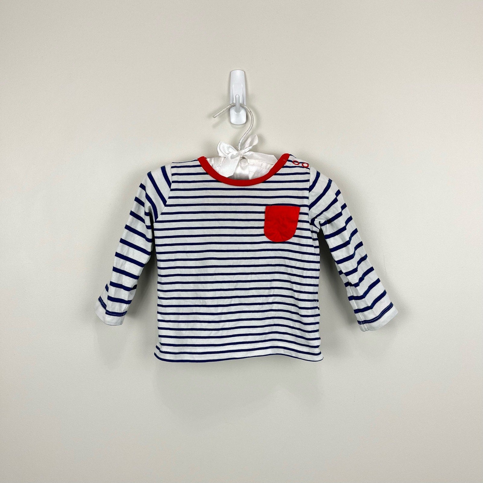 Mini Boden Long Sleeve Striped Pocket Tee 3-6 Months