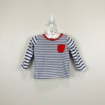 Load image into Gallery viewer, Mini Boden Long Sleeve Striped Pocket Tee 3-6 Months
