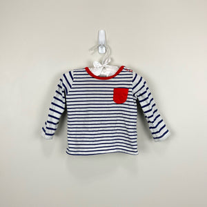 Mini Boden Long Sleeve Striped Pocket Tee 3-6 Months