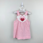 Load image into Gallery viewer, Vintage Ruth Scharf Pink Seersucker Heart Pinafore Dress 3T USA
