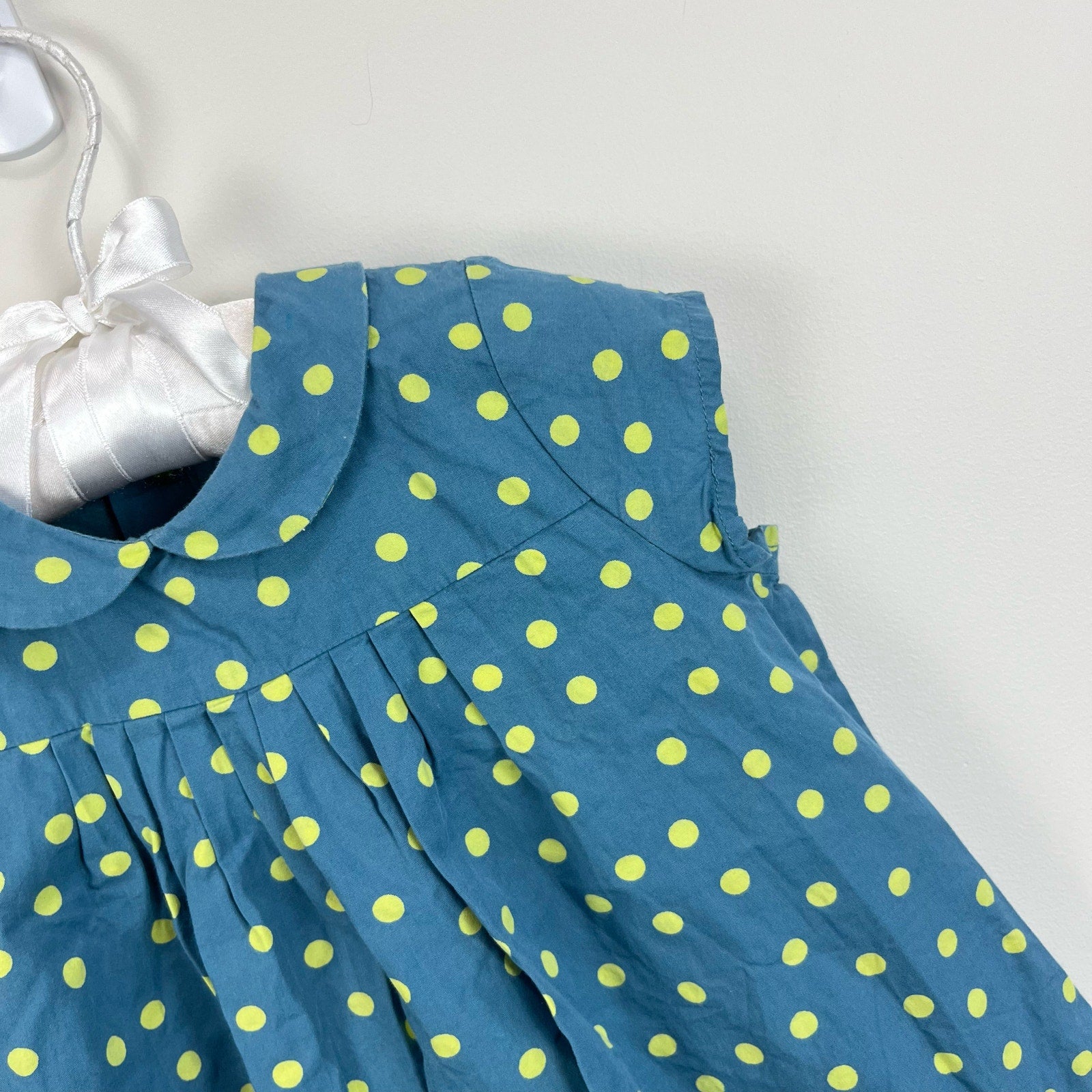 Bonpoint Blue Green Polka Dot Dress 18 Months