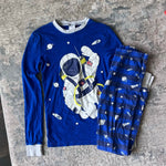 Load image into Gallery viewer, Mini Boden Snug Long John Pajamas Blue Astronaut 14
