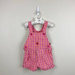 Load image into Gallery viewer, Vintage OshKosh B'gosh Pink Orange Plaid Flower Shortall 2T
