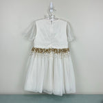 Load image into Gallery viewer, Mini Boden Ivory Swan Tulle Dress with Gold Sequins 6-7
