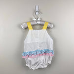 Load image into Gallery viewer, Vintage Pastel Ruffle Bow Sunsuit Romper 6-9 Months
