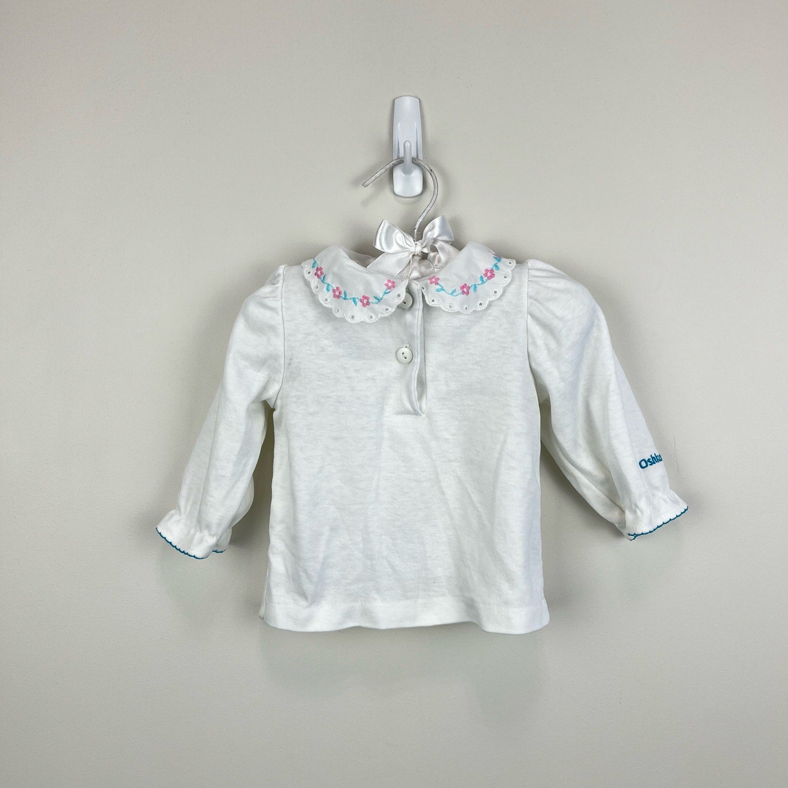 Vintage OshKosh B'gosh Long Sleeve White Blouse 6-9 Months USA