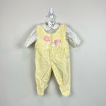 Load image into Gallery viewer, Vintage Cradle Togs Yellow Footie Cat Overalls Set 0-6 Months
