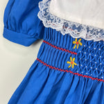 Load image into Gallery viewer, Vintage JM Rags Blue Smocked Ruffle Lace Party Dress 4T
