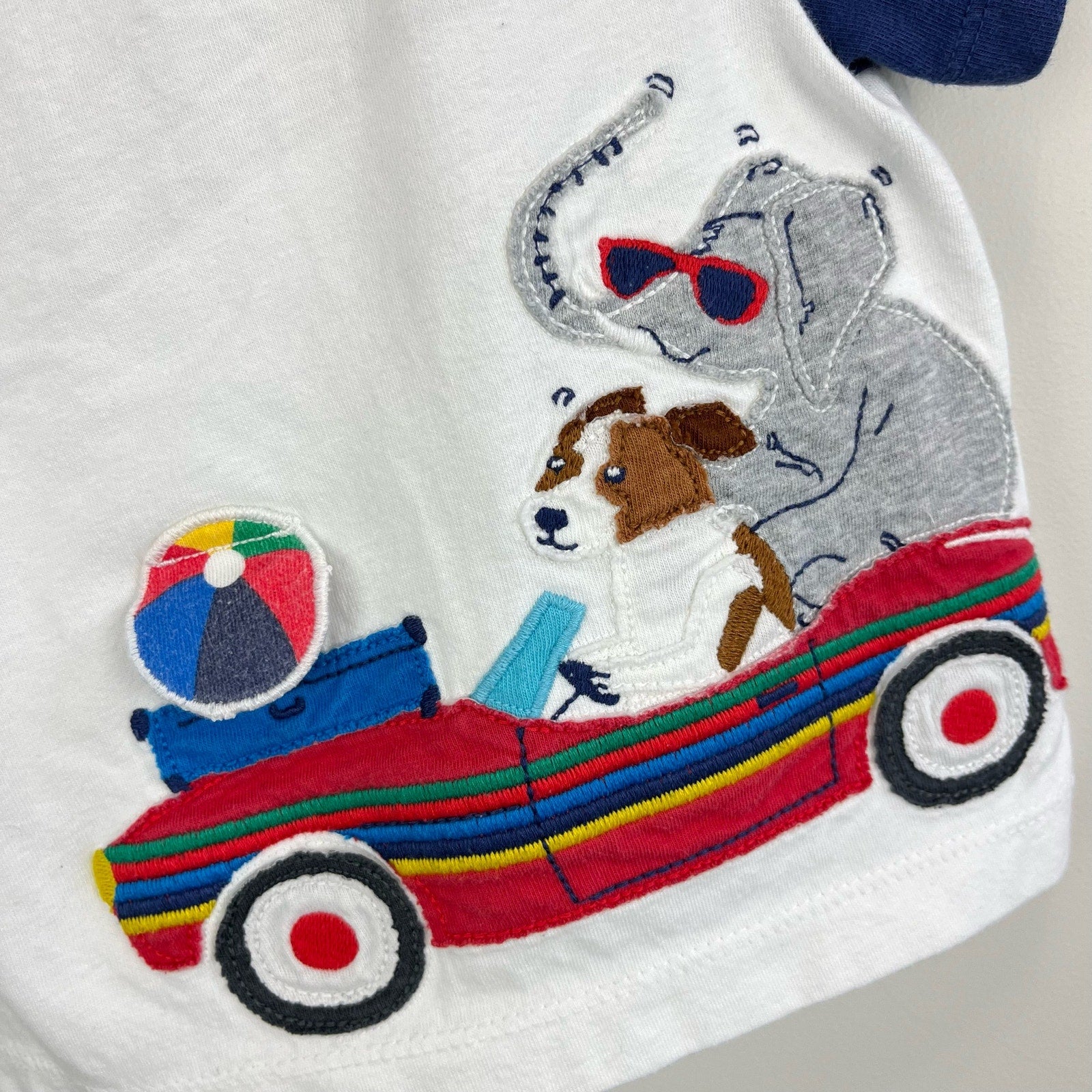 Mini Boden Lift the Flap Applique Beach Car Tee 3-6 Months