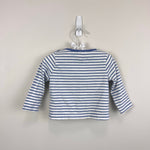 Load image into Gallery viewer, Mini Baby Boden Blue White Stripe Applique Pig Flower Crown T-Shirt 3-6 Months
