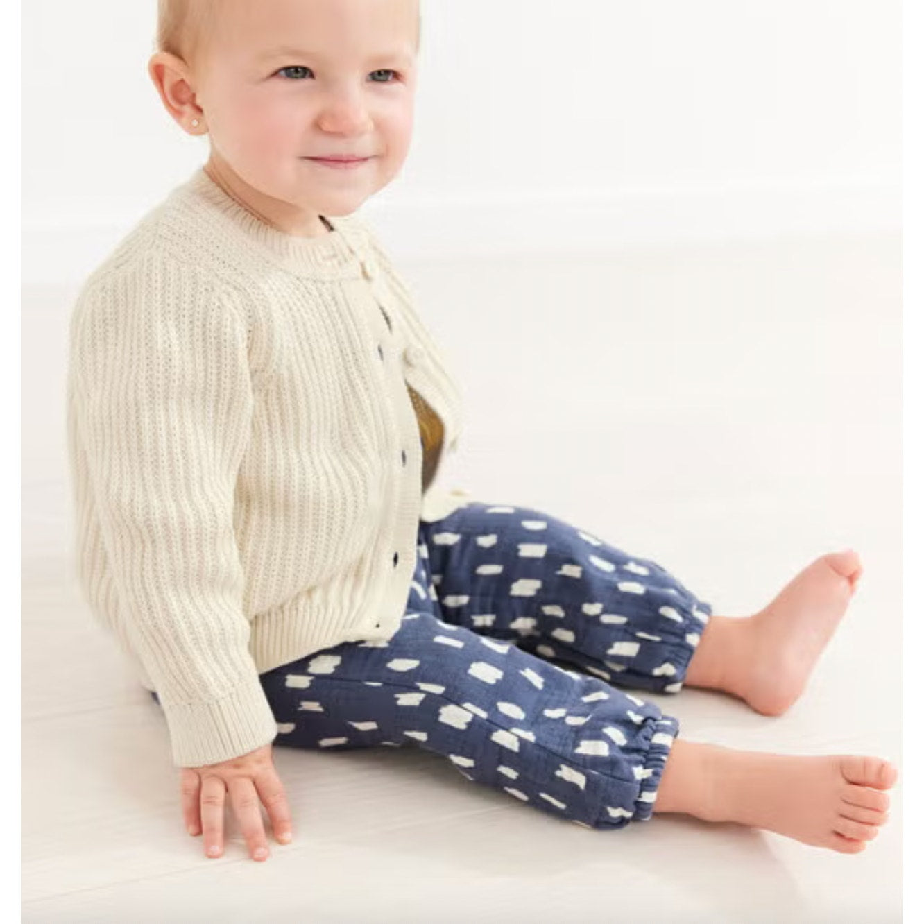 Hanna Andersson Organic Cotton Cardigan Sweater Ecru 70 cm 6-12 Months