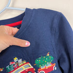 Load image into Gallery viewer, Mini Boden Cosy Festive Embroidered Sweatshirt College Navy Cars 7-8
