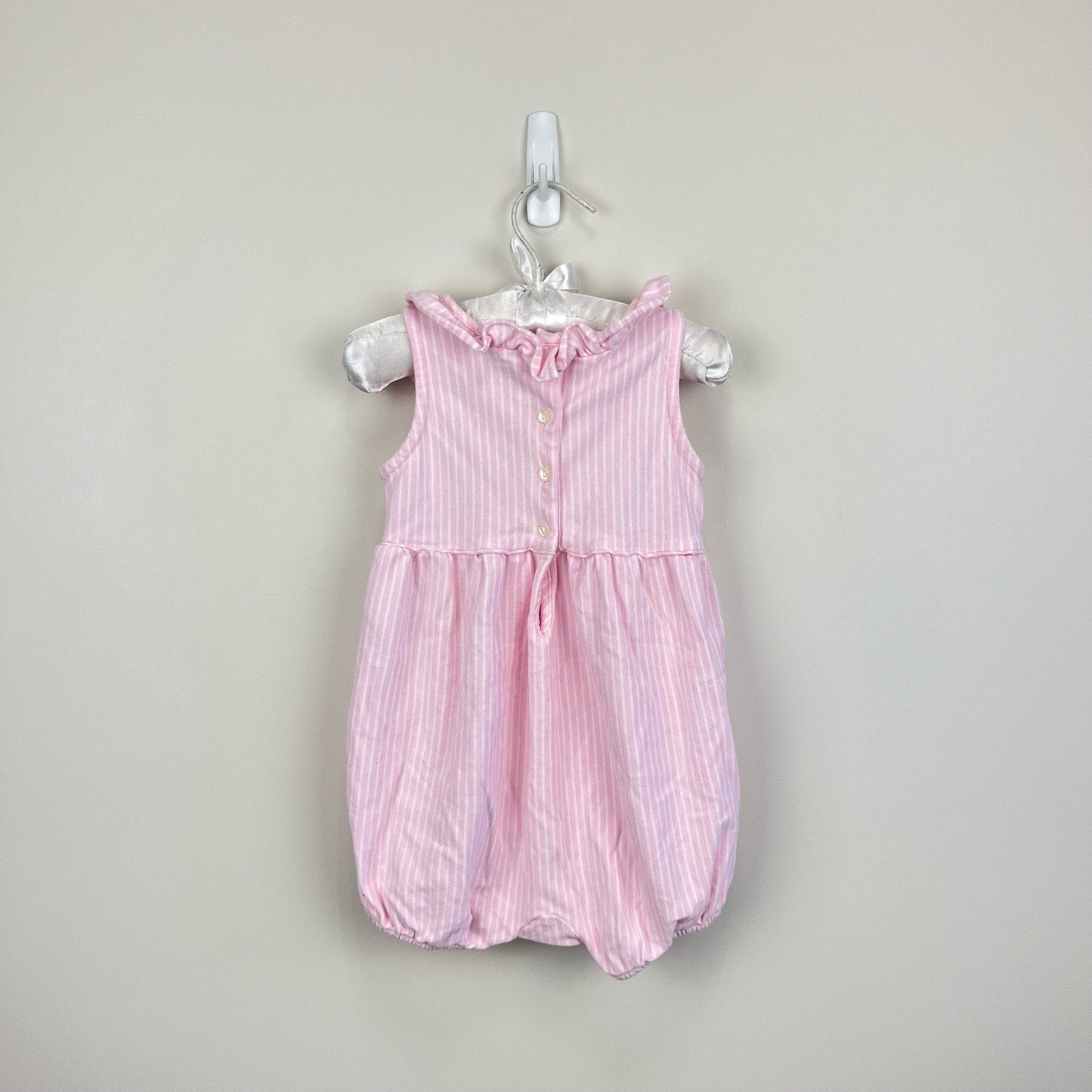 Ralph Lauren Ruffled Knit Bubble Shortall Pink 18 Months