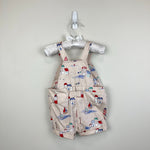 Load image into Gallery viewer, Mayoral Printed Two Piece Dungarees and Sun Hat Set 6-9 Months
