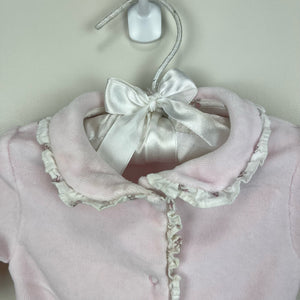 Jacadi Paris Pink Velour Ruffle Footie 3 Months