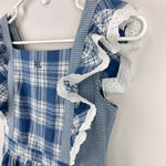 Load image into Gallery viewer, Ralph Lauren Girls Mixed Plaid Cotton Madras Dress Cottage White Blue 12
