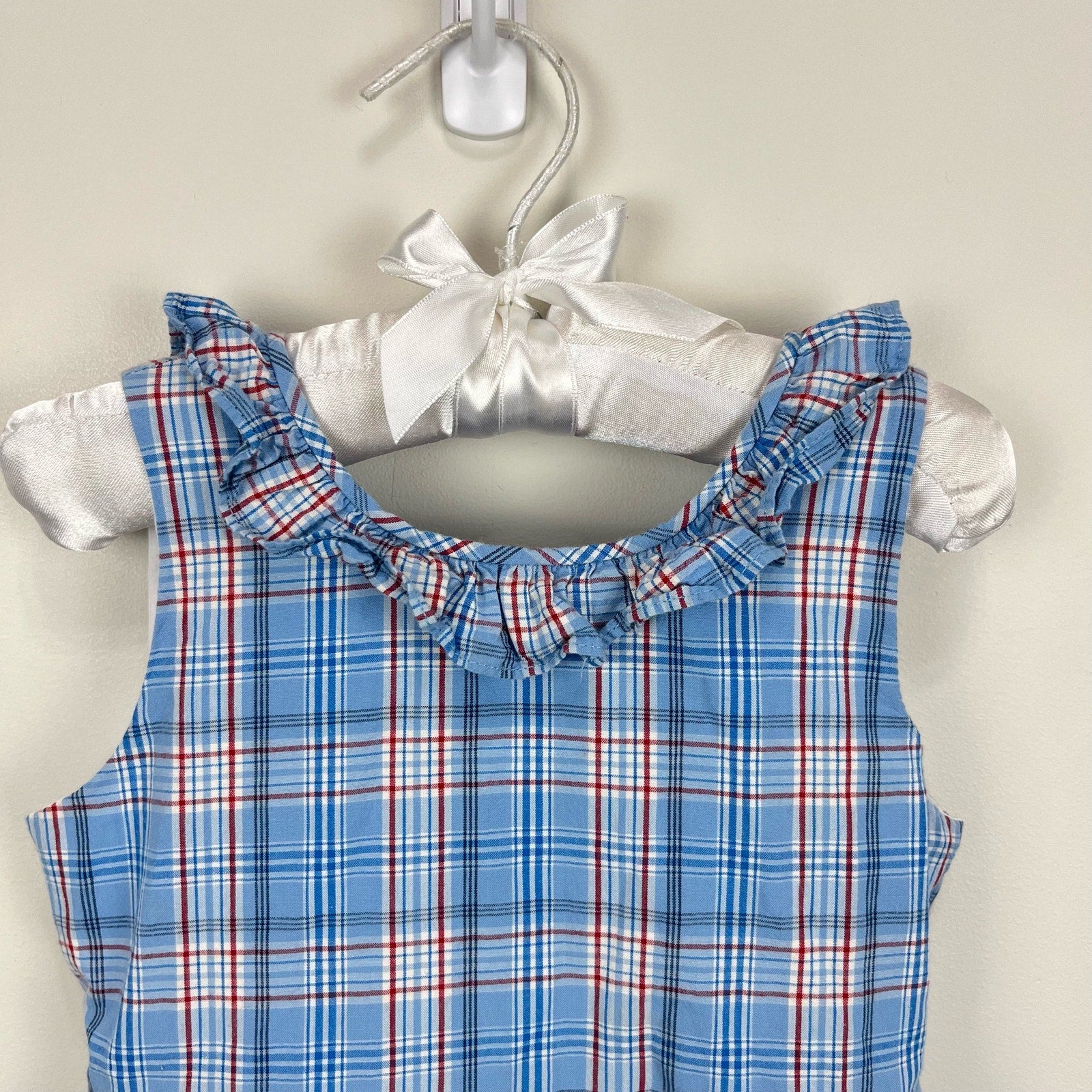 Papo d'Anjo Blue Plaid Ruffle Dress 3T