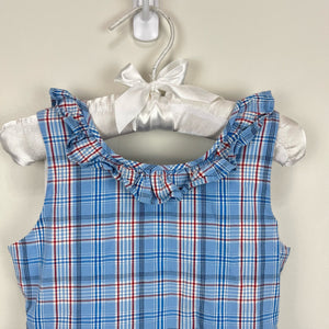 Papo d'Anjo Blue Plaid Ruffle Dress 3T