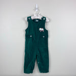 Load image into Gallery viewer, Vintage Green Velvet Elephant Longall Romper 18 Months
