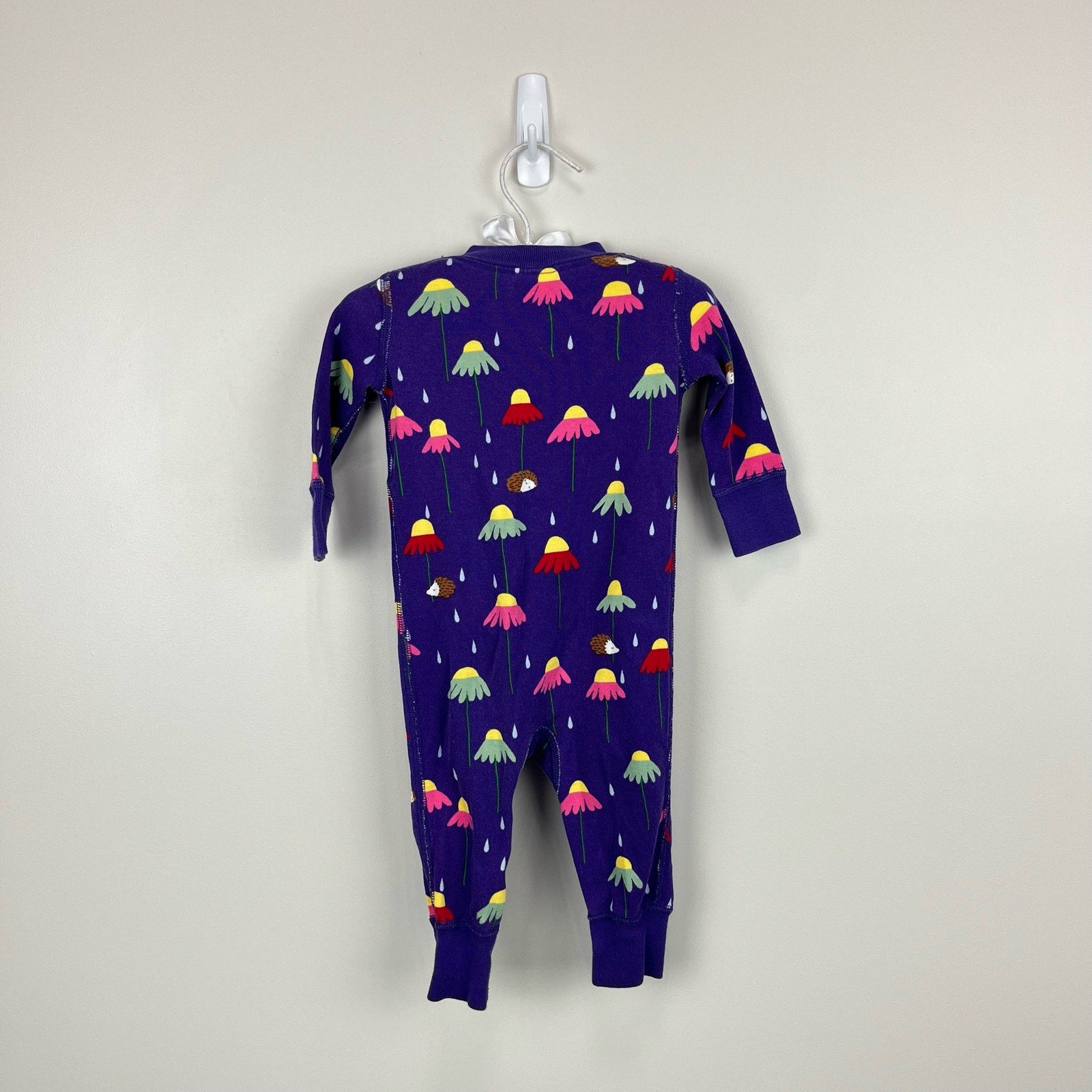 Hanna Andersson Purple Hedgehog Flower Pajamas 60 cm 6-9 Months