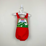 Load image into Gallery viewer, Mini Boden Applique Bib Romper Strawberry Tart Scene 18-24 Months NWT
