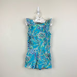 Load image into Gallery viewer, Lilly Pulitzer Girls Judith Romper Bermuda Blue Turtle XS 2-3
