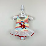 Load image into Gallery viewer, Big Fish by Sweet Potatoes Striped Circus Ruffle Bathing Suit 6 Months
