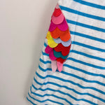 Load image into Gallery viewer, MIni Boden Applique Flamingo Jersey Dress Blue Ivory Stripe 3-4
