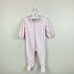 Load image into Gallery viewer, Jacadi Paris Pink Velour Ruffle Footie 12 Months
