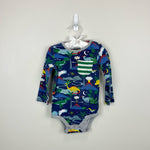 Load image into Gallery viewer, Mini Boden Long Sleeve Bodysuit Starboard Blue Dinos 18-24 Months
