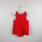 Load image into Gallery viewer, Vintage Johnston I. Magnin Red Polka Dot Star Shortall Romper 12-18 Months
