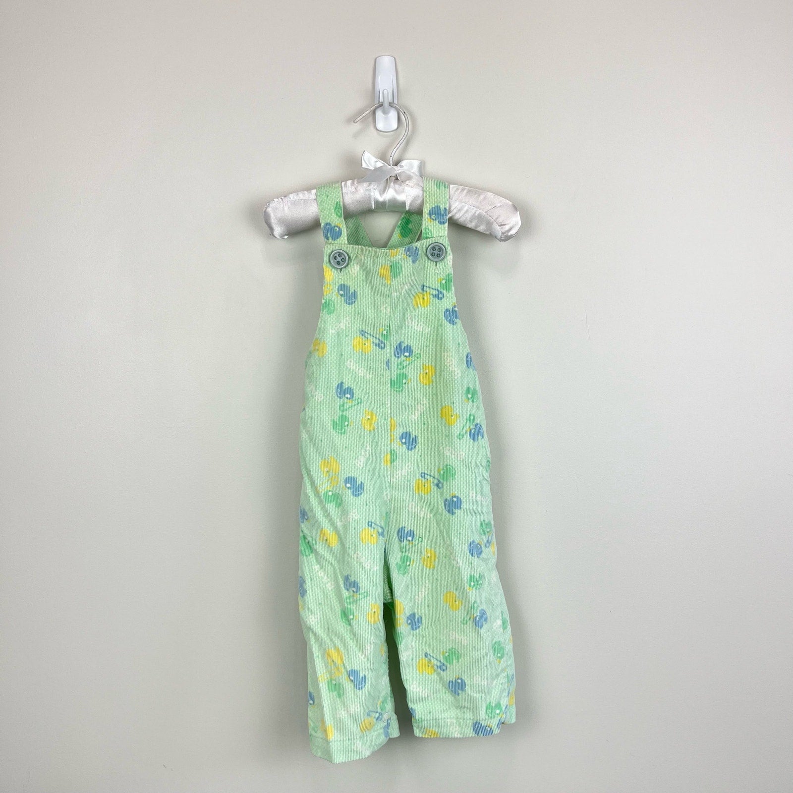 Vintage Healthtex Green Ducky Overalls 12 Months USA