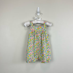 Mini Boden Organic Newborn Overalls Aqua Spring Floral 3-6 Months