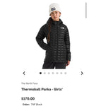 Load image into Gallery viewer, The North Face Girls' Thermoball Parka Winter Coat Black M 10-22
