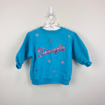 Load image into Gallery viewer, Vintage Y2K The Children's Place Embroidered Blue Flower 'Sweetie" Sweatshirt 24 Months/2T
