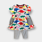 Load image into Gallery viewer, Mini Boden Dinosaur Tunic Dress &amp; Leggings Set 7-8
