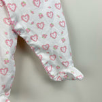 Load image into Gallery viewer, Kissy Kissy Pink White Heart Footie 0-3 Months
