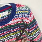 Load image into Gallery viewer, Mini Boden Fair Isle Reindeer Sweater Multi Navy Rudolph 6-7
